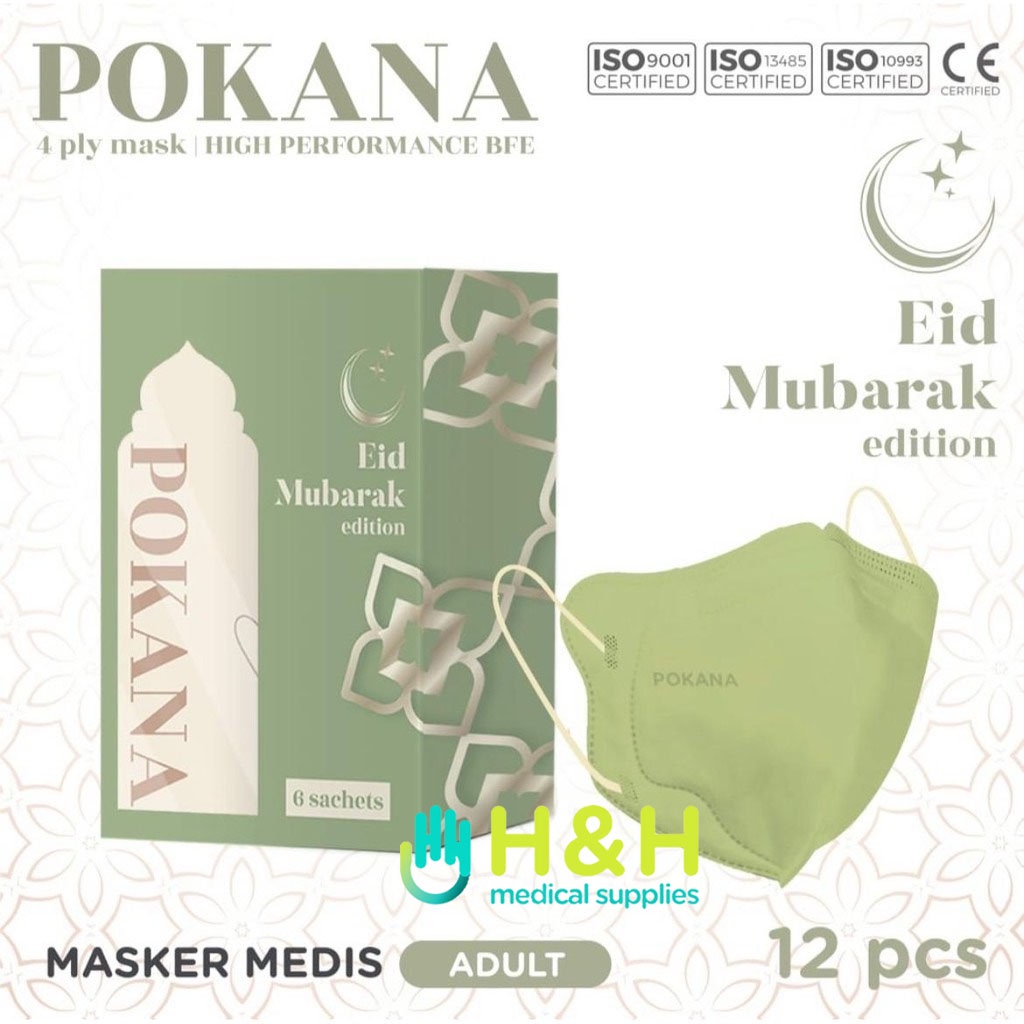 Masker Pokana Lebaran / Masker Pokana Eid Mubarak Edition / Masker Earloop 4ply Idul Fitri / Masker Bedah Edisi Lebaran / Masker Pokana KN95 duckbill 4ply / Masker Pokana Lebaran / Lebaran Edition / Edisi Ramadhan