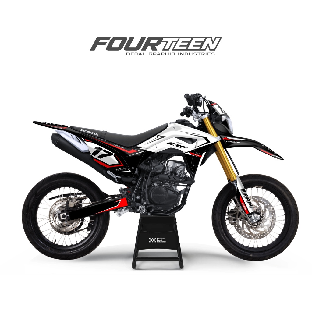 DECAL CRF 150 L - stiker dekal crf 150 supermoto HITAM PUTIH