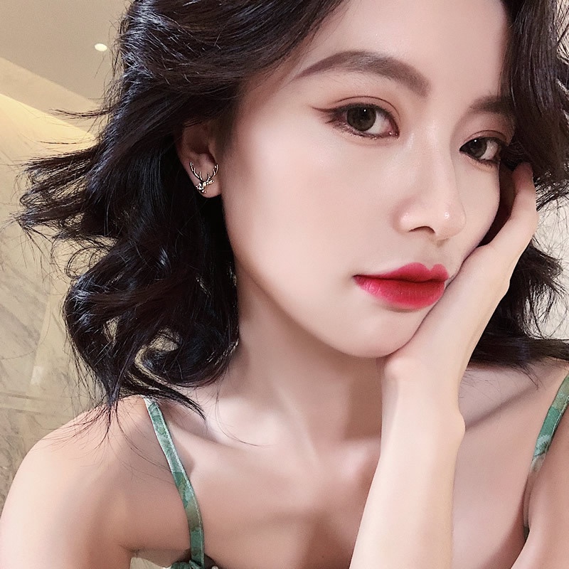 2022 Anting Tusuk Sterling Silver 925 Desain Rusa / Hati Hias Berlian Gaya Korea Untuk Wanita