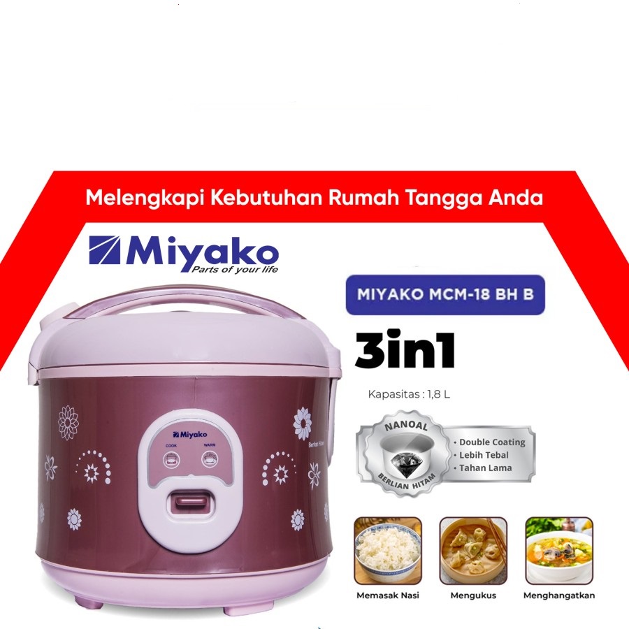 MIYAKO RICE COOKER MCM-18 BH MAGIC COM MCM 18 BH 1.8 L PENANAK NASI