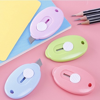 Cutter Mini Portable Bentuk Oval Mini Cutter Polos Travel Kit Pemotong Kertas Paper Cutter Lucu