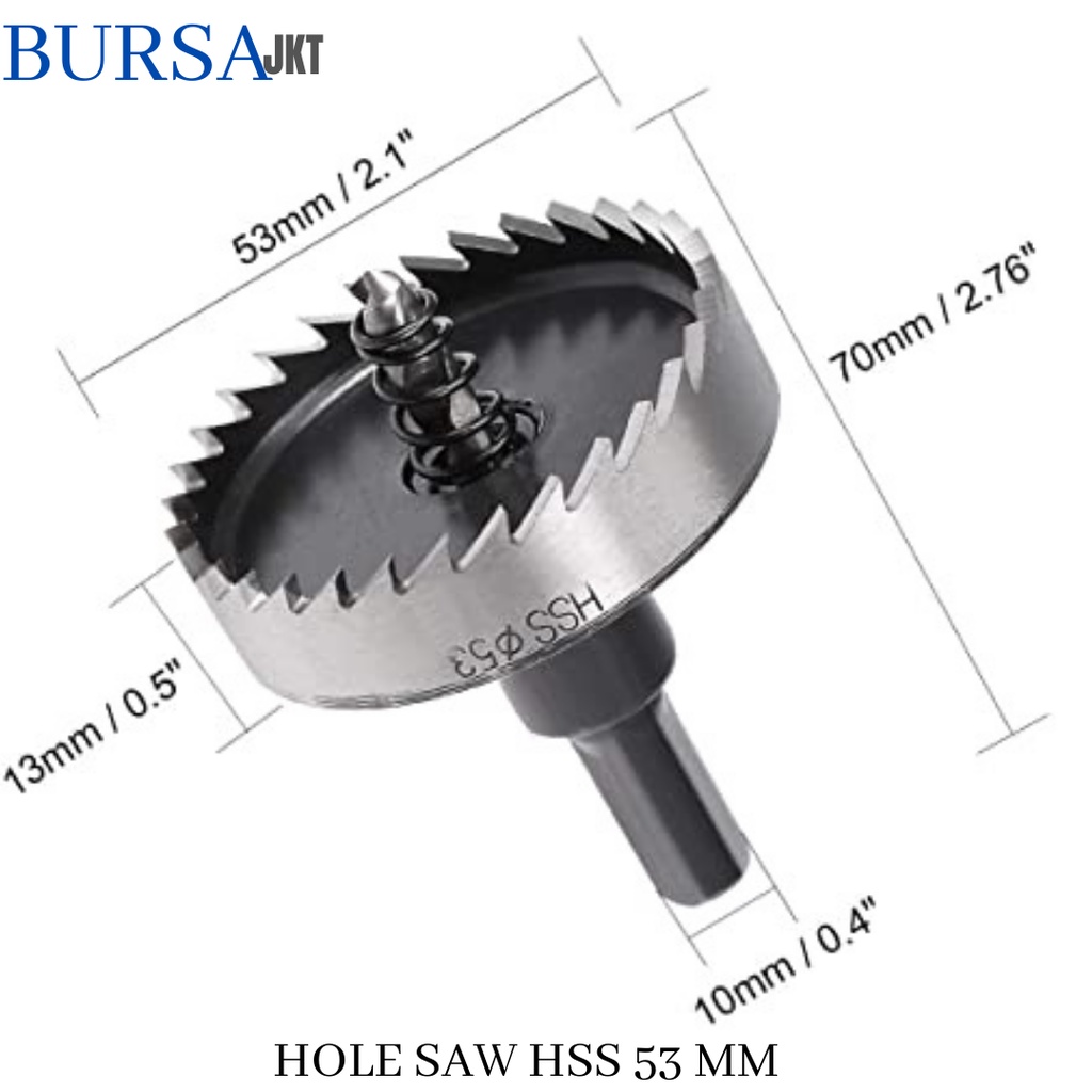 MATA BOR HOLE SAW STAINLESS STEEL PELUBANG BESI PLATE METAL DRILLING LOGAM 53 MM