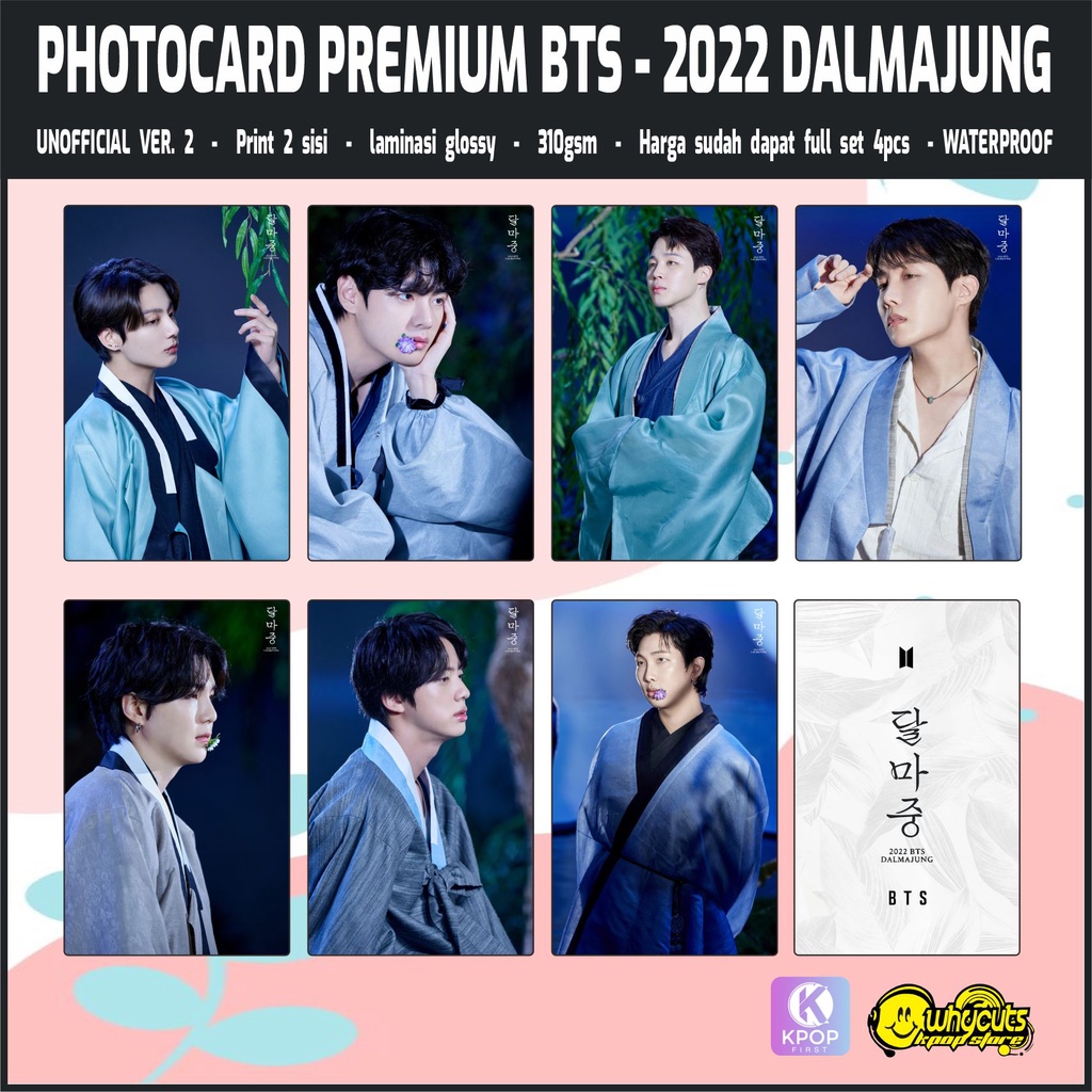 Photocard Set Premium Bts Dalmajung 2022 / print 2 sisi glossy / anti air tidak luntur isi 7 pcs