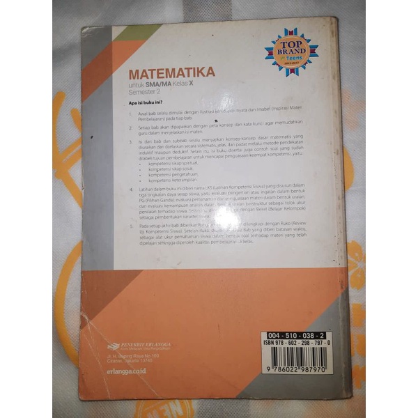 

Buku Matematika Wajib SMA kelas 10 semester 2