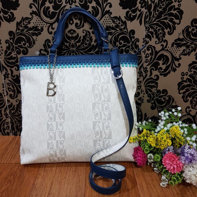 SALE TAS BONIA MONOGRAM PUTIH GRADIASI ORIGINAL 100%