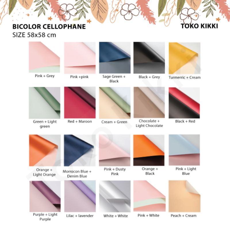 

(5 lembar) Bicolor Flower Wrapping Cellophane / Duo Kertas Bungkus Bunga / Kertas Bunga Florist
