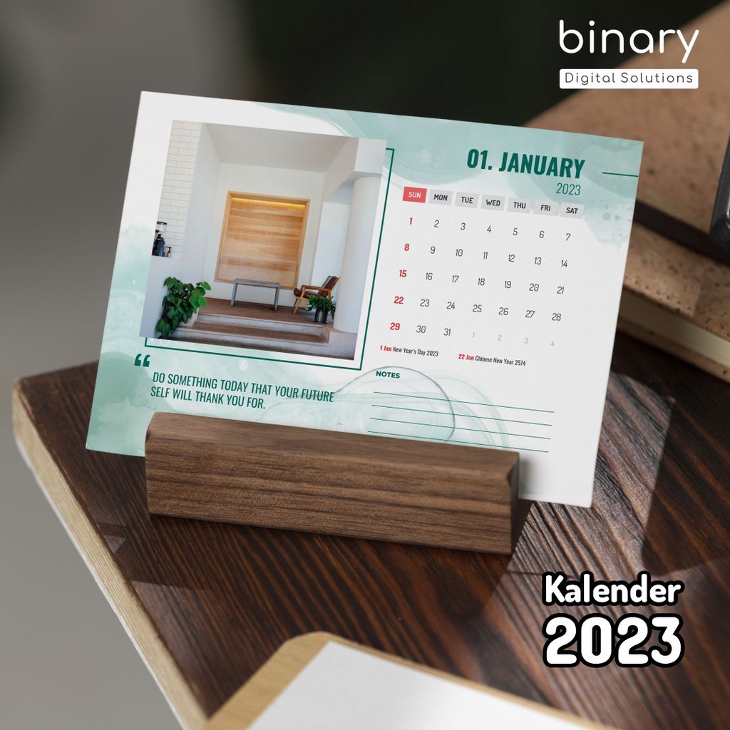 Jual Kalender Duduk 2023 Aesthetic Minimalis Holder Kayu Kalender Meja 2023 Desain 3666