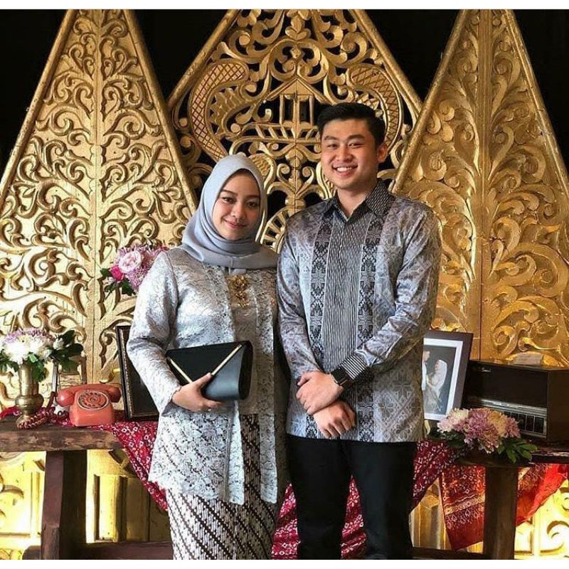 Kemeja Tenun Songket Silver / Hem Songket Sarimbitan / Kemeja Songket Couple