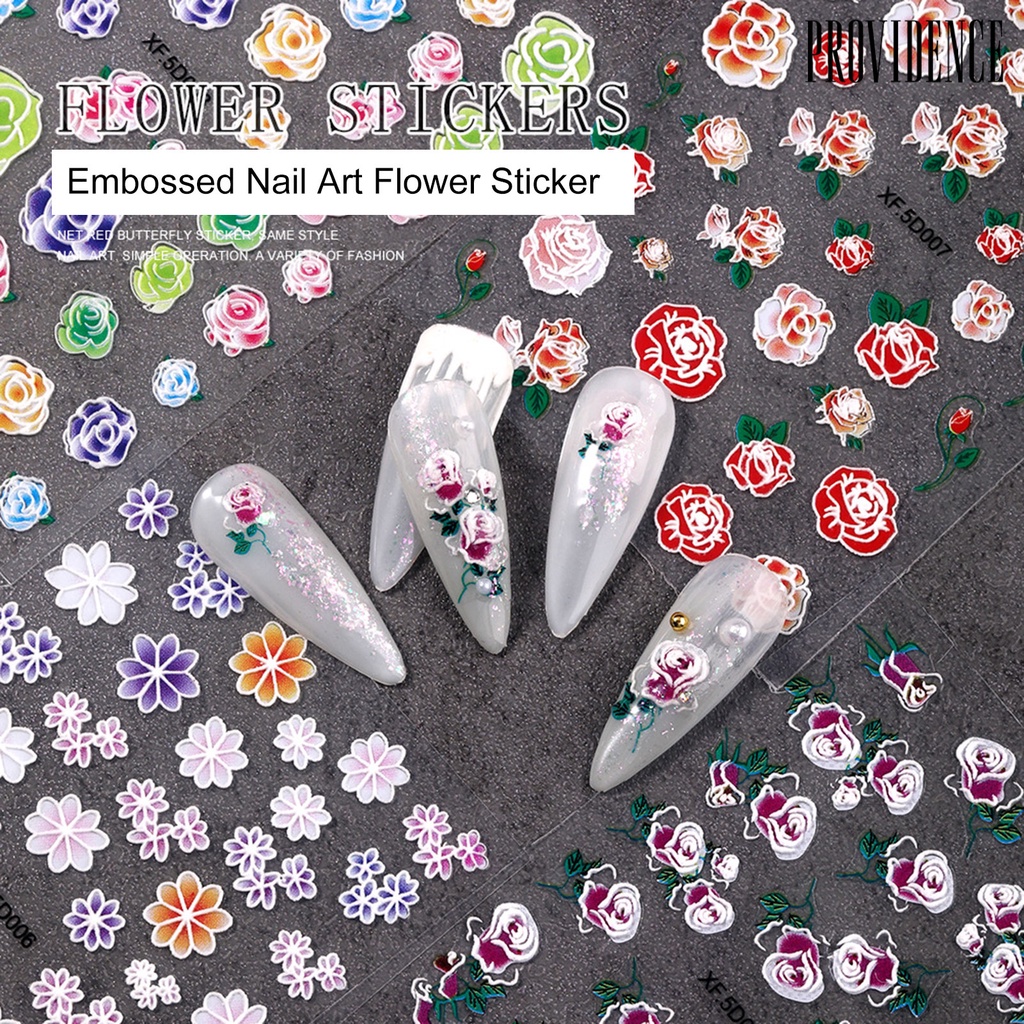 Providence Stiker Kuku 5D Motif Bunga Untuk Nail Art DIY