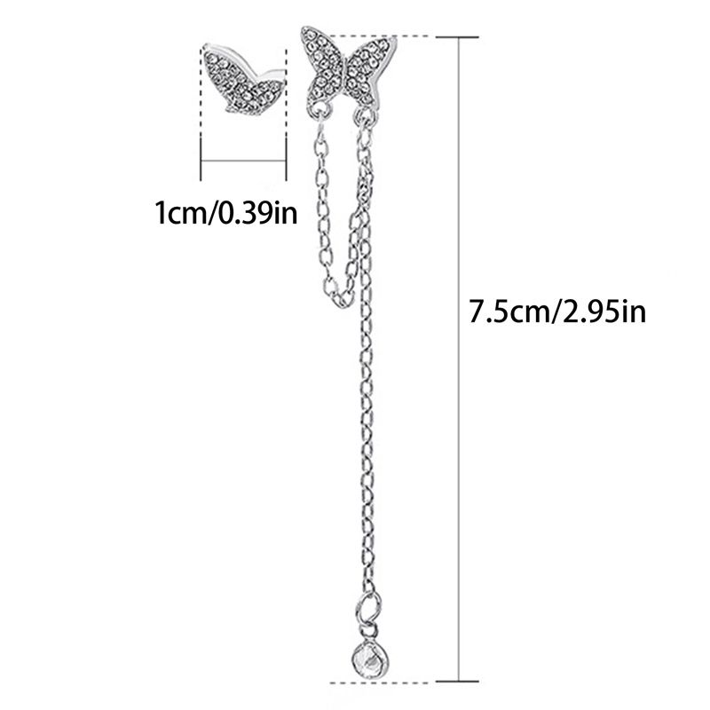 Anting Tusuk Asimetris Bentuk Kupu-Kupu Bahan Sterling Silver 925 Untuk Wanita Butterfly