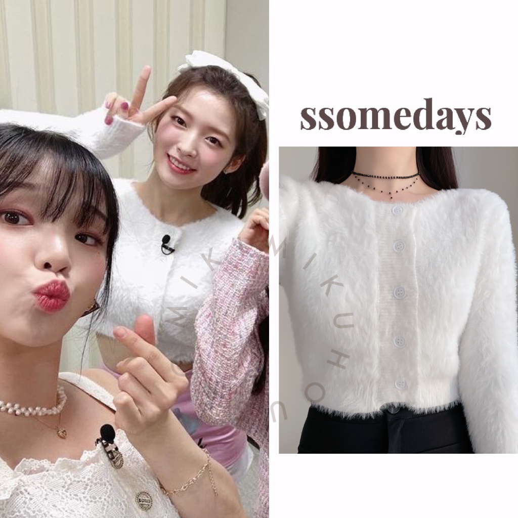 SOMEDAY KOREA OH MY GIRL AHRIN FUR CROP TOP KNIT CARDIGAN OFFICIAL KOREA SSOMEDAY SOMEDAYS STORE SSO