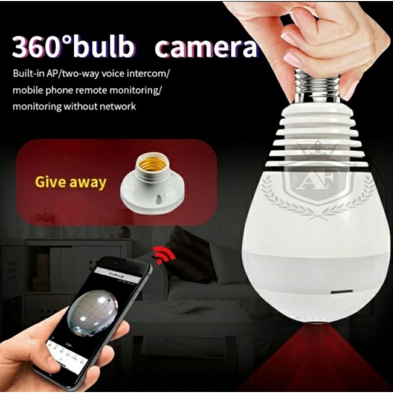 CCTV Ip Camera 5MP Lampu Bulb Panorama Fisheye 360 V380 Pro Bohlam