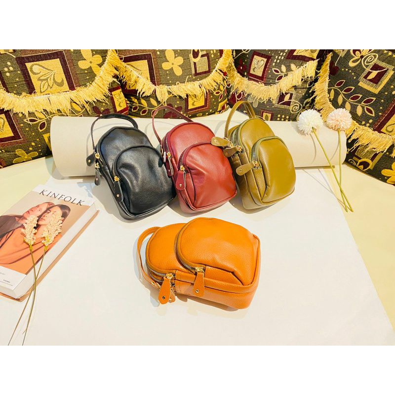 [BISA COD] TAS DORAEMON KULIT ASLI GARUT atau TAS SELEMPANG SIZE MINI KULIT ASLI atau TAS SELEMPANG 