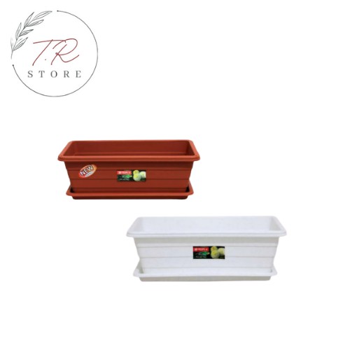 Pot Plastik Persegi Panjang Trivetto Medium + Tatakan