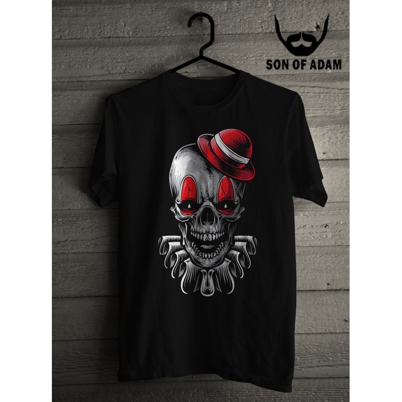 KAOS PRIA SABLON DTG KODE TENGKORAK TOPI MERAH DESAIN BY SOA