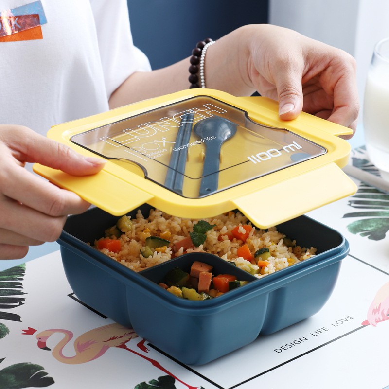 Kotak Makan BENTO Lunch Box set TRANSPARANT BPA Free 1100ml &amp; 1250ml