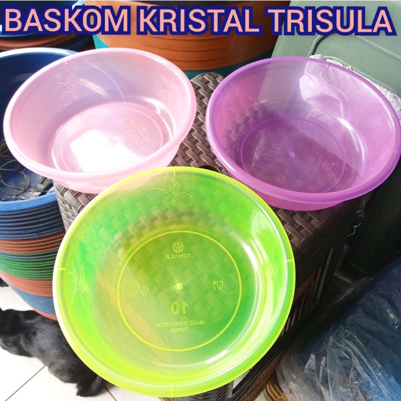 BASKOM PLASTIK KRISTAL UKURAN 10 TRISULA BASKOM PLASTIK MURAH KRISTAL