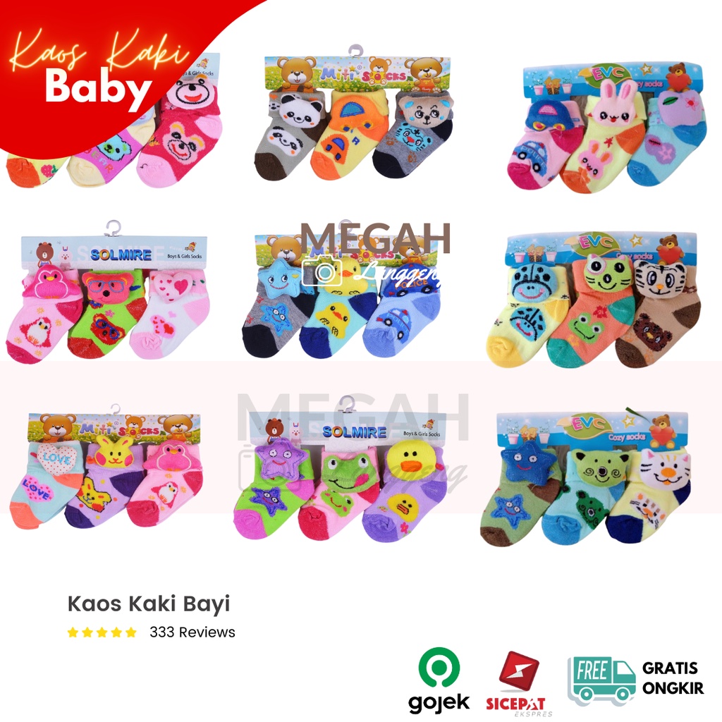 Kaos Kaki Bayi (isi 6 &amp; 12 pasang) kaos kaki bayi boneka 3D / kaos kaki baby 3in 1 motif karakter lucu - Kaus Kaki Katun Anak Untuk Bayi -Kado untuk bayi, Kaus Kaki Kartun Bayi - Kaos Kaki Bayi / Kaos Kaki Bayi isi 3 /Kaos Kaki Newborn / Kaos Kaki 3in1