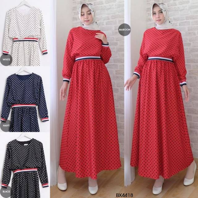 GAMIS CANTIK POLCA RIBBY Fit To L Gamis Wanita Sesuai Gambar