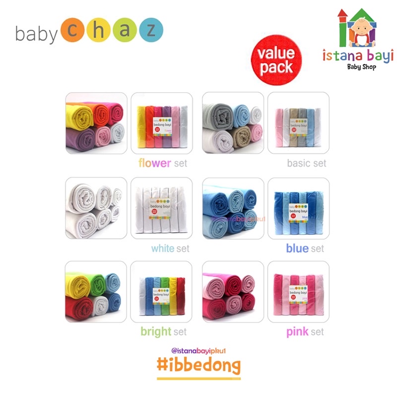 Baby Chaz Bedong Rainbow 6 in 1/bedong bayi isi 6 /selimut bayi