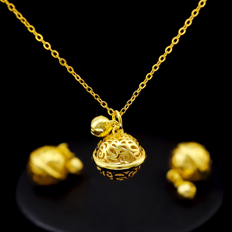 Kalung Emas Asli Kadar 375 Dengan Liontin Lonceng Model Hollow out Untuk Wanita