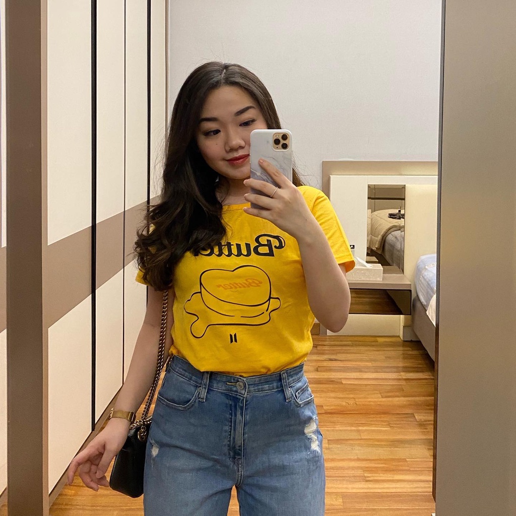BTS BUTTER OVERSIZE KUNING TSHIRT | BAJU KAOS TUMBLR TEE BORAHAE BT21 ARMY MCD HITAM PUTIH MUSTARD