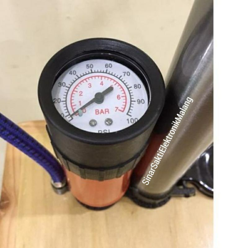 Pompa Angin Ban Manual Sepeda Motor Mobil + Tabung Meter Besi Tangan Kokoh Murah Malang