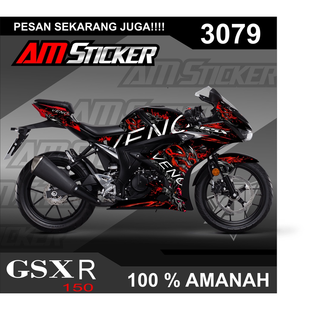 Sticker Striping GSX R 150 Desain Venom Semi Full-Stiping GSX R 150