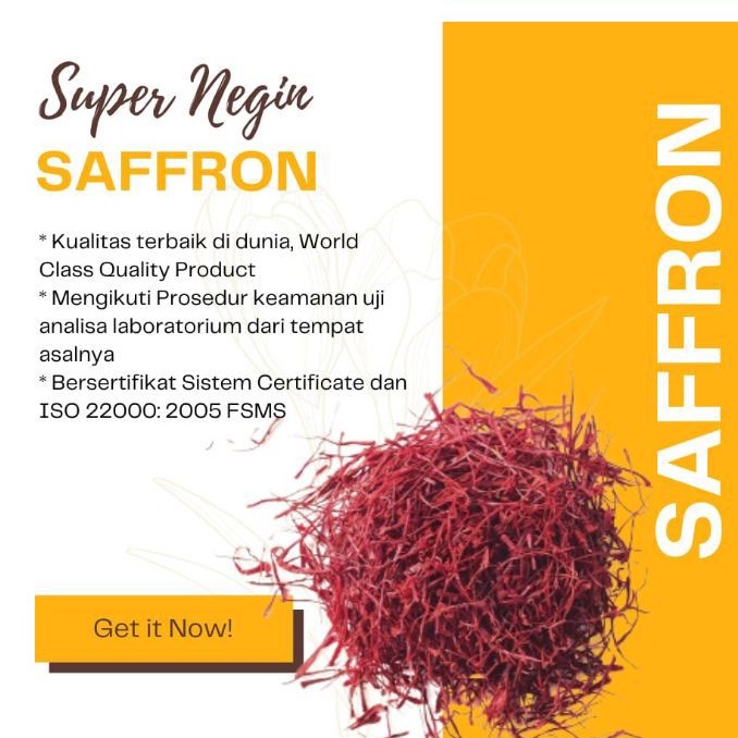 

Promo!! Saffron safron kuma-kuma super negin Afganistan asli original bersertifikat