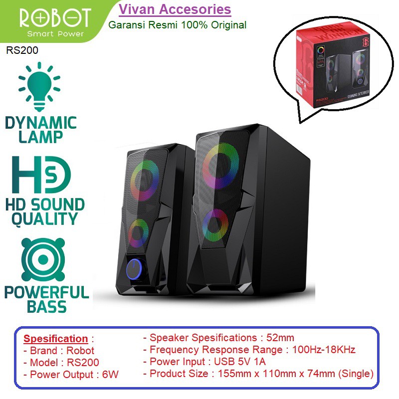 Robot RS200 E-Sport Gaming Speaker RGB Flow Lightning Effect with AUX