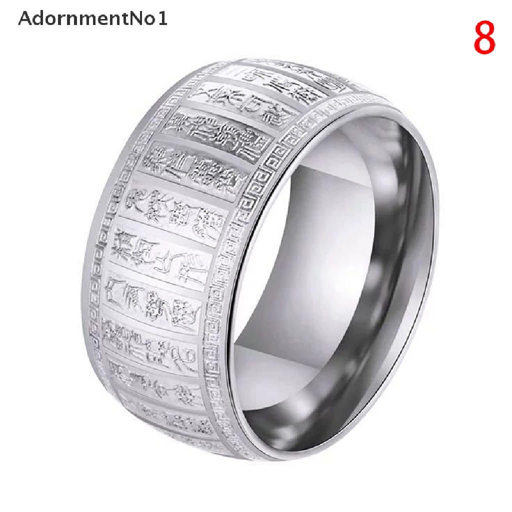 (AdornmentNo1) Cincin Titanium steel Lebar 11mm Motif Mantra Cina Untuk Pria