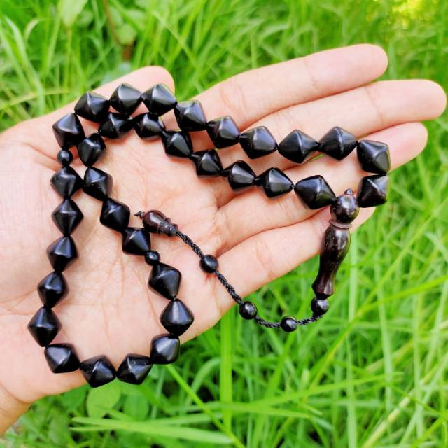 Tasbih 33 wajik polos 8,5 mm hitam kokka kaukah kokkah garansi keaslian