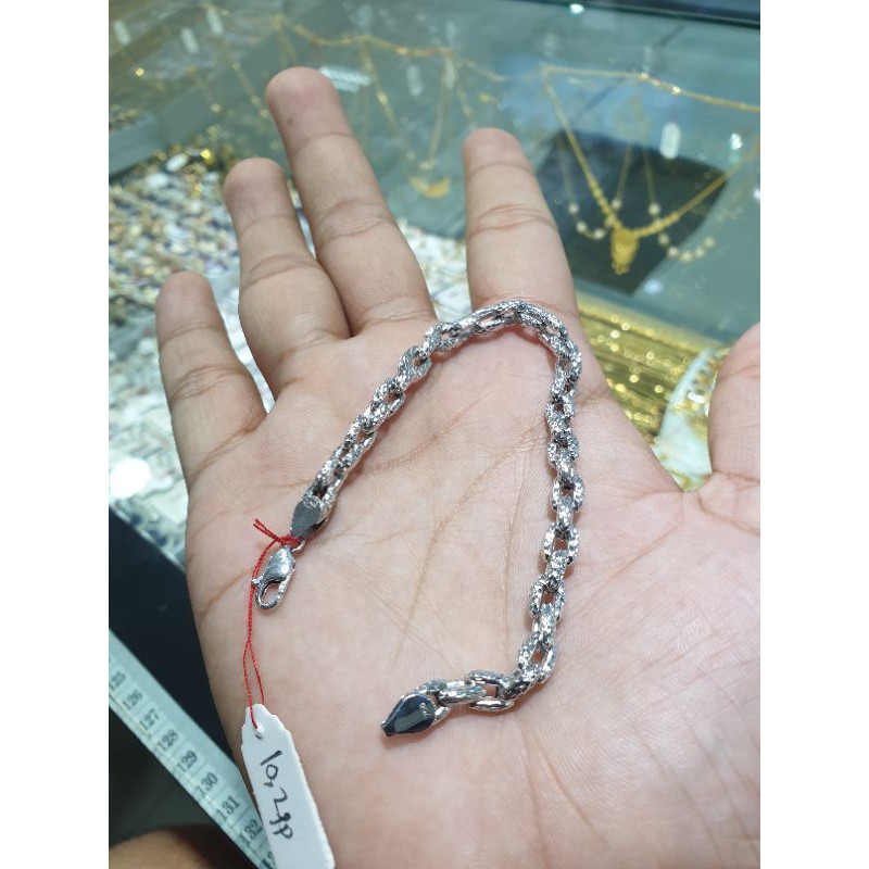 gelang mas putih kadar 750 model holo ukir