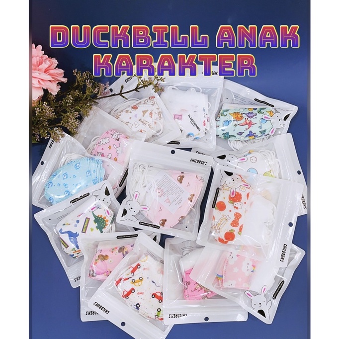 AZ Duckbill Masker Anak 3ply Mask Karakter Motif Duckbill isi 10pcs Premium Quality