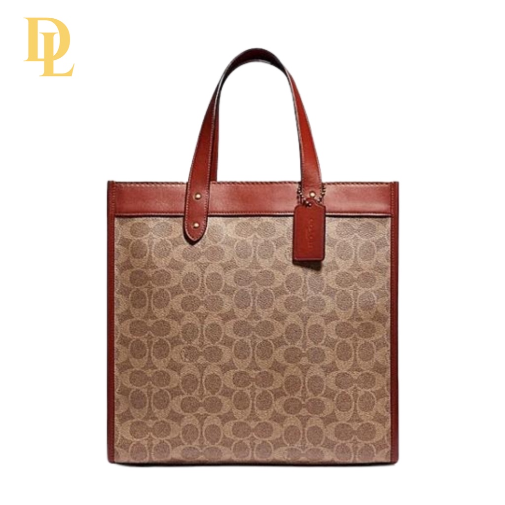 Coach Field Tote in Signature Canvas With Horse and Carriage Print (0776)