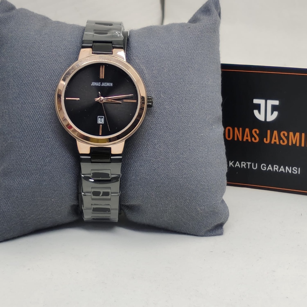 Jam Tangan Wanita Jonas Jasmin E3851T Case Bulat Tali Rantai Tanggal Aktif Free Box Exclusive &amp; Baterai