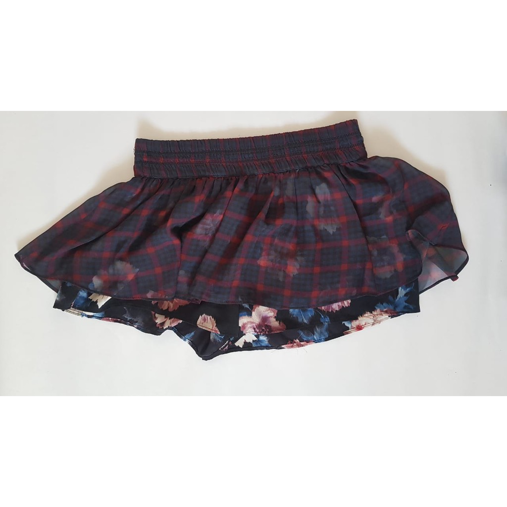 Celana Pendek Hot Pants Wanita Zara Trafaluc Merah Hitam Motif Kotak Kotak Kombinasi Rok Preloved