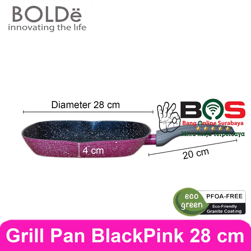 Grill Pan Bolde 28 CM Bolde Super Pan Granite Warna Black Pink Grill Pan BBQ