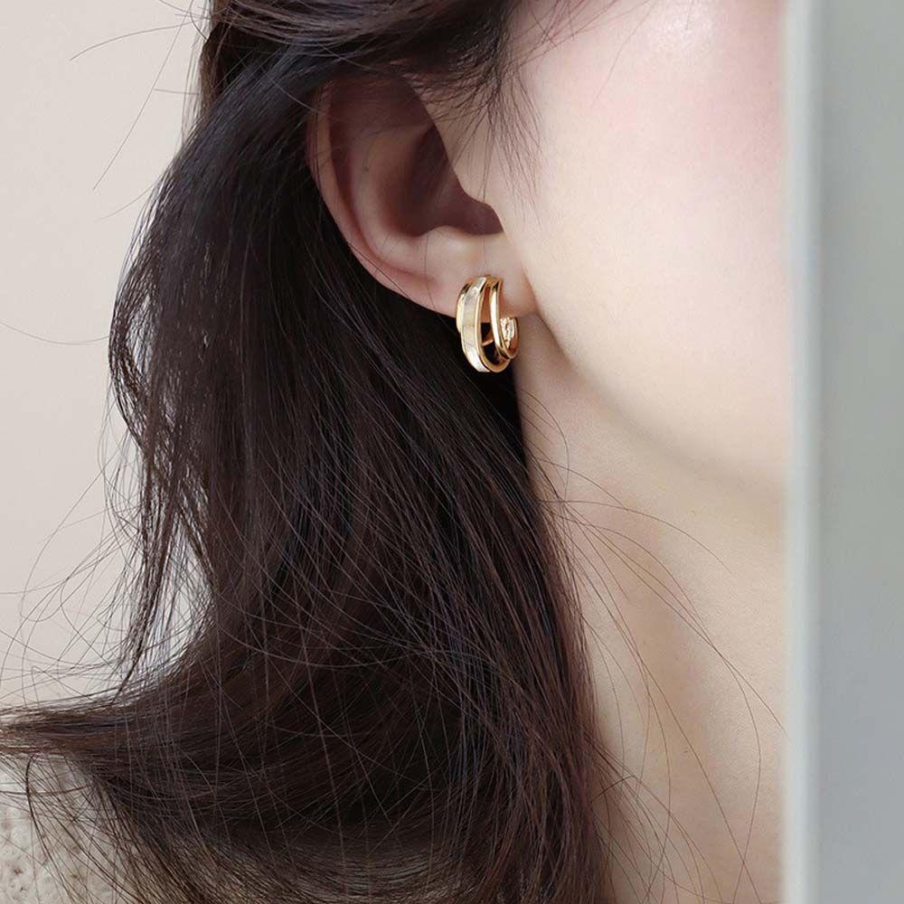 Anting Stud Warna Emas Gaya Retro Perancis Untuk Wanita