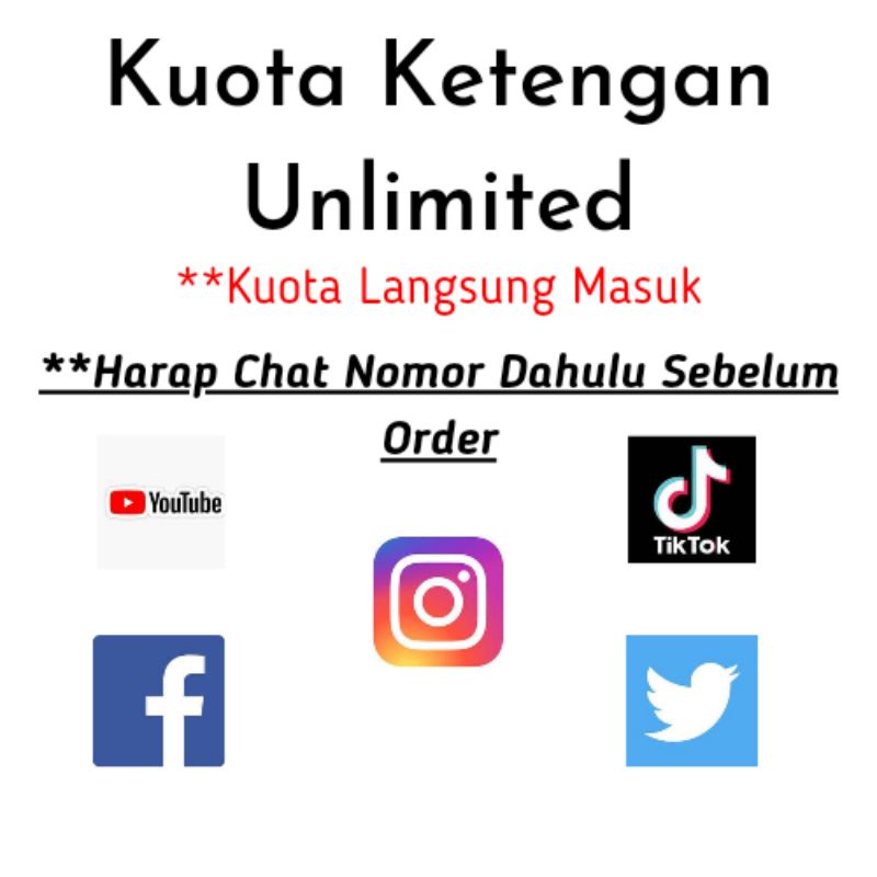 paket data kuota ketengan unlimited youtube instagram tiktok whatsapp twitter