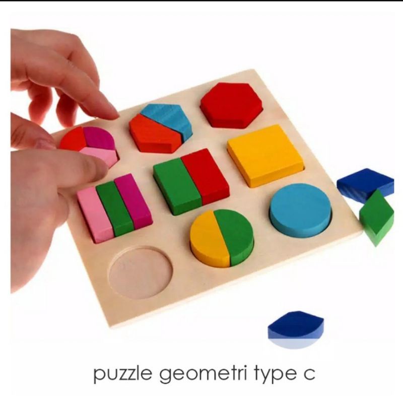 [BISA COD] PUZZLE GEOMETRI / Puzzle Bentuk Montessori / Puzzle Kayu / Mainan Edukasi Anak / Chunky 3d