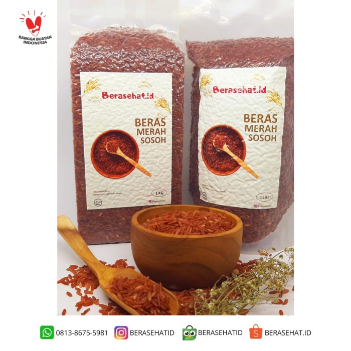 

gr011ttr Beras Merah Sosoh - Beras Sehat - Beras Diet - Bersehat.Id - 1 Liter Sv012Ss