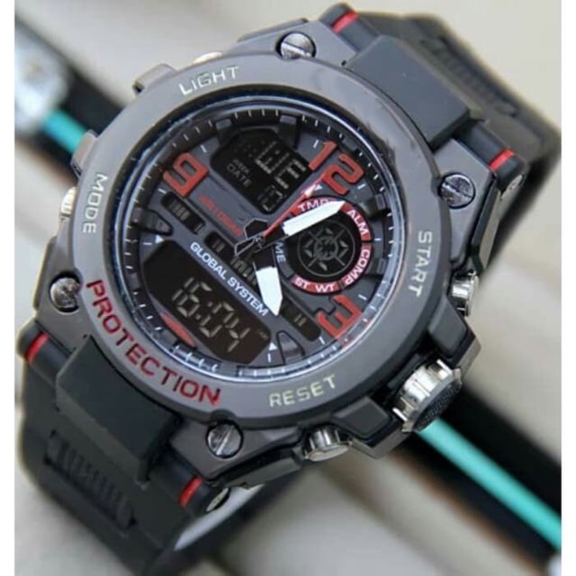 JAM TANGAN RUBBER PRIA CASI* G-SHOC* GST-8600 G-8600 DUAL-TIME METAL TANHAN AIR  FREE BATERAI G7