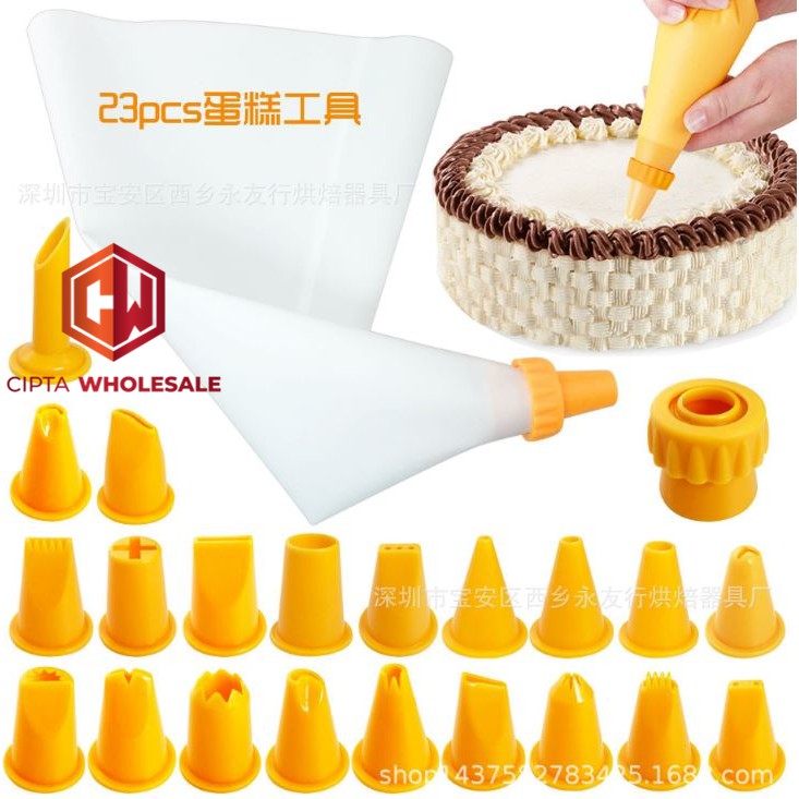 Cetakan kue silicone Spuit Plastik Premium 23 pcs Cream Icing Set