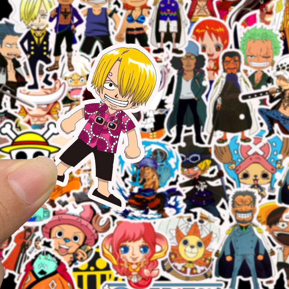 50pcs Anime 2019 ONE PIECE Luffy Stickers For Car Laptop PVC Backpack Home Decal Pad Bicycle PS4 waterproof Decal