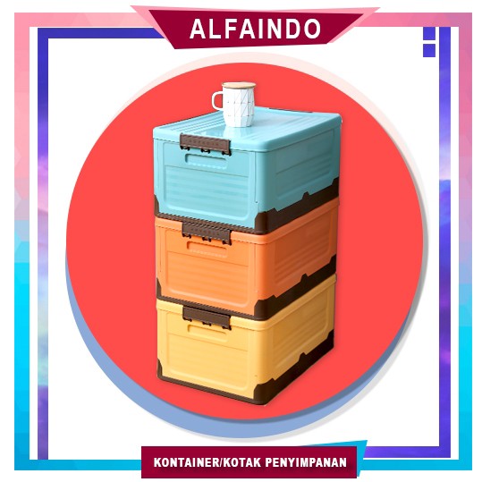 Alfaindo Kotak Penyimpanan Plastik Box Container Lipat Serbaguna Portable Kotak Storage Organizer