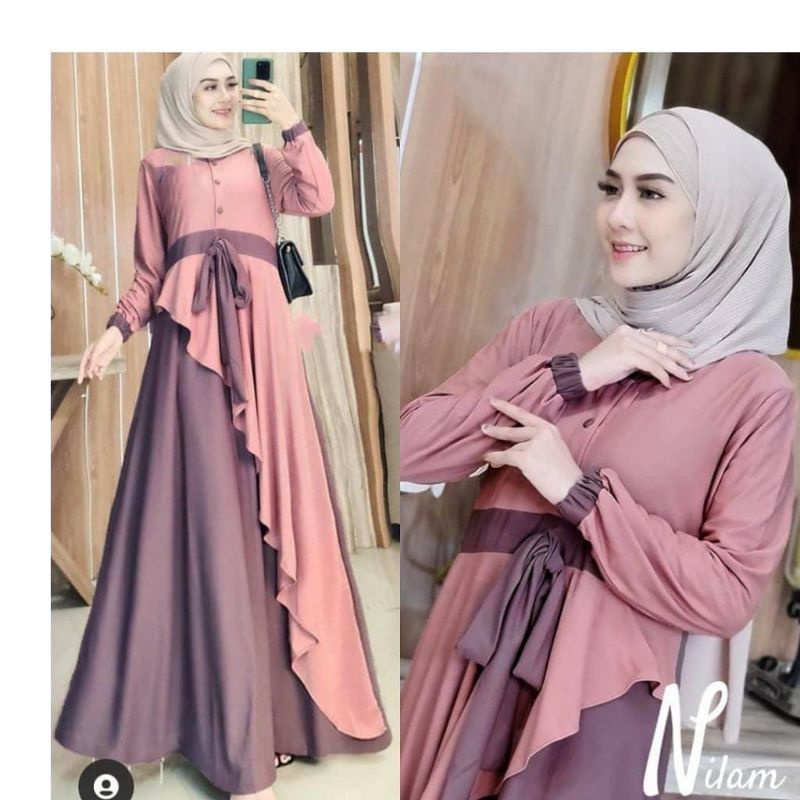 Kekinian 2021 Gamis Trand Remaja Kekinian Nilam dress Baju Gamis Wanita Terbaru kualitas terbaik /