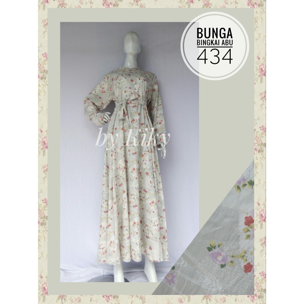 Gamis KAtun Jepang Original  Motif BUNGA BINGKAI TANPA SAKU Size S M L