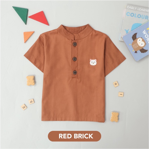 Mooi Kemeja Anak Laki-laki Rama Shirt-RED BRICK