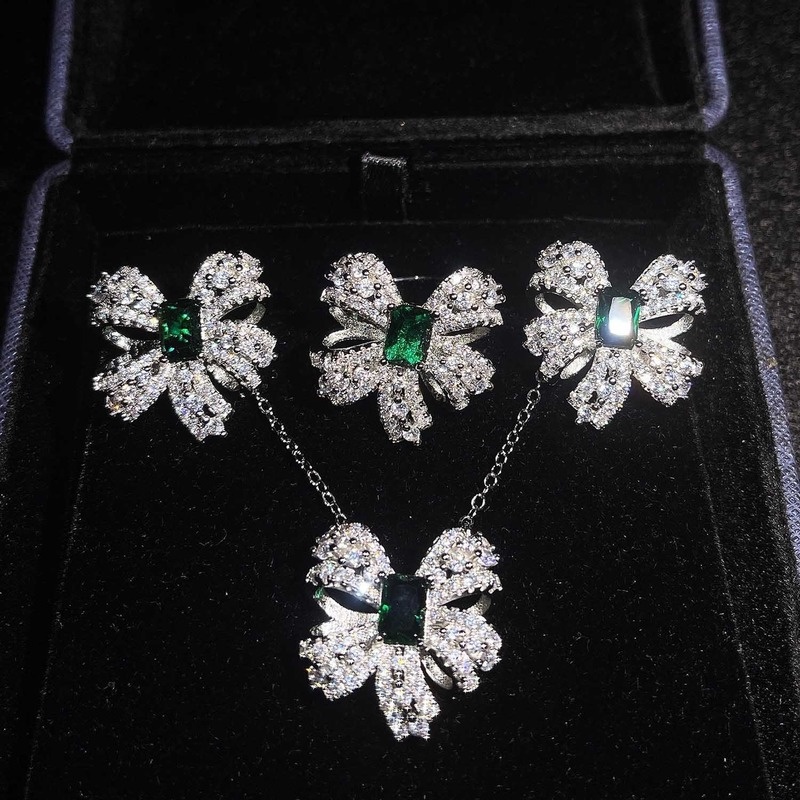 Fashion Premium Custom Green Bow Jewelry Set